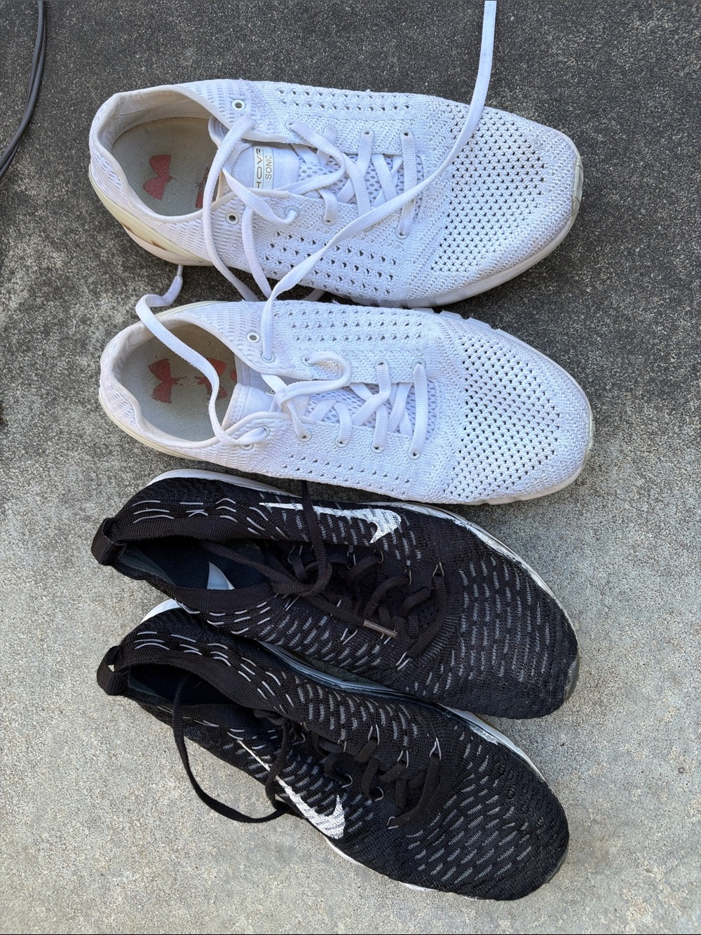 Under Armour & Nike White Sneakers with Gold Accents & black & white w/accents